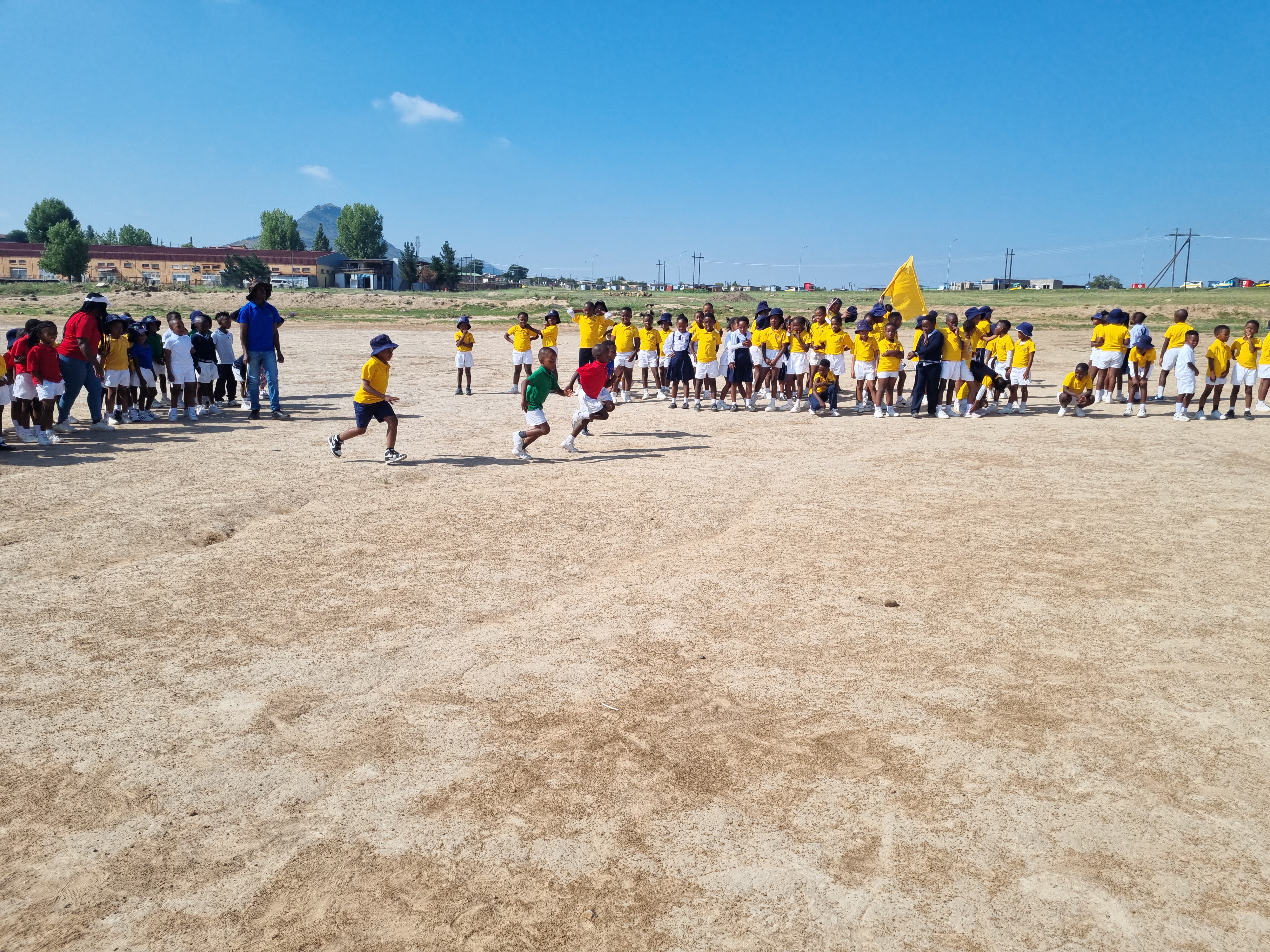 Pupils running on the track